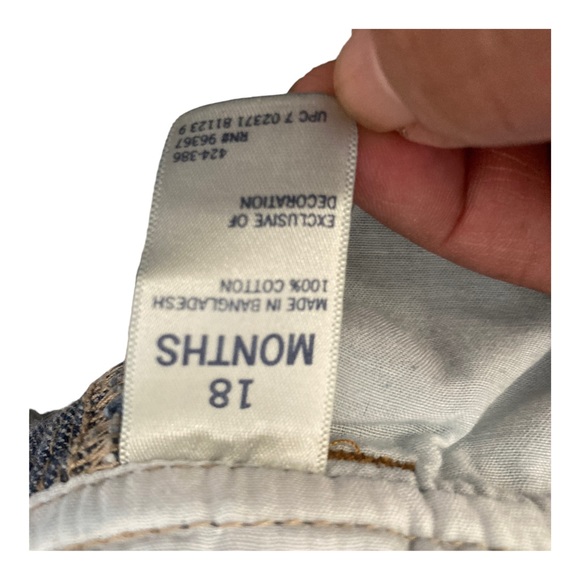 Oshkosh B’Gosh Vestbak Toddler Size 3T Blue Denim Overall Shorts Adj Strip - Picture 13 of 15